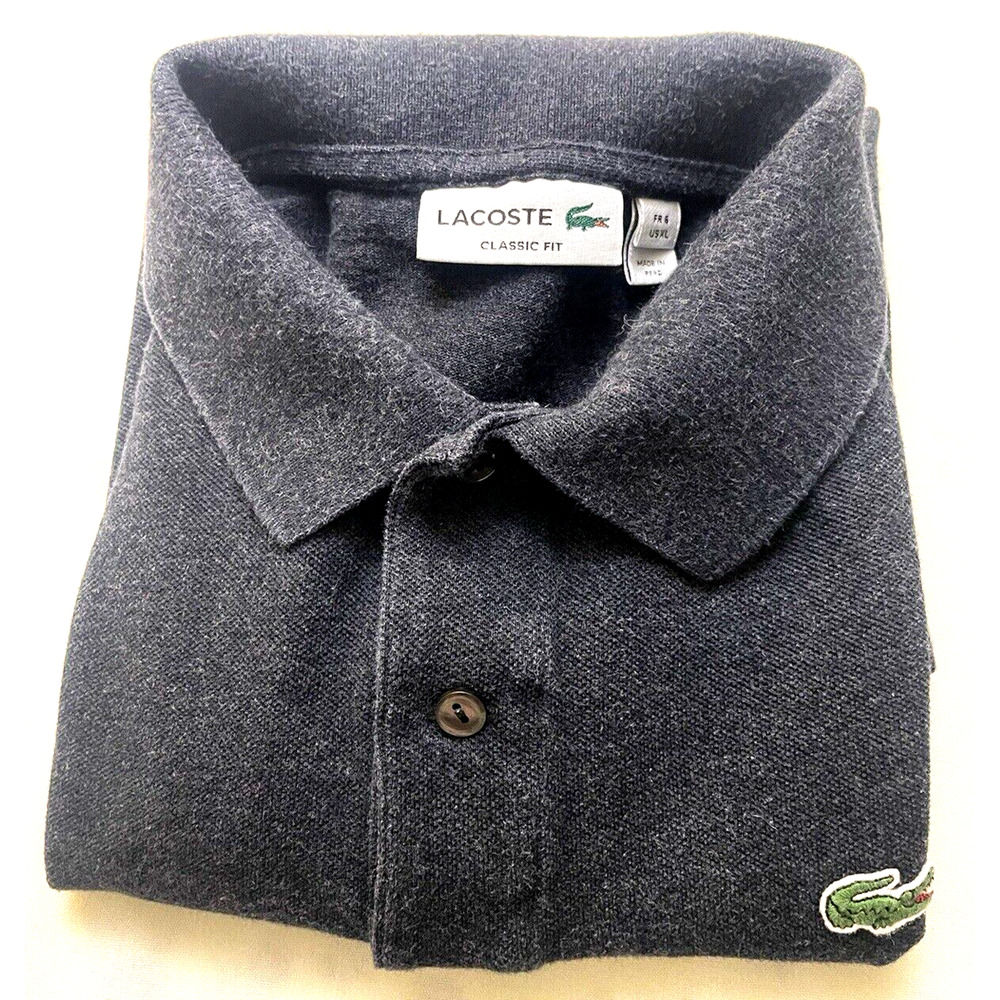 Lacoste Men Polo Classic Fit Short Sleeve TShirt Blck Jersey Size XL 100% cotton